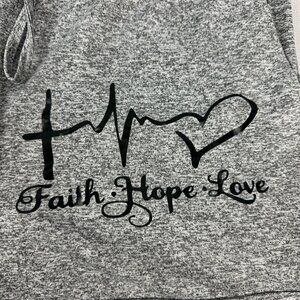 Faith Hope Love Womens Grey Drawstring Shorts Size L Polyester/Spandex Blend